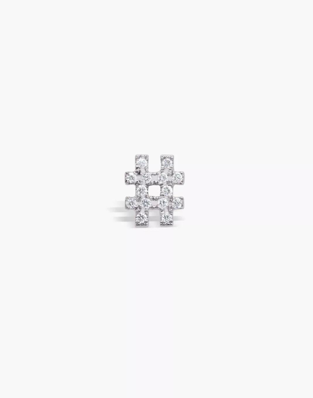 Hashtag Pendant 14k Solid Gold Genuine Diamond Hashtag Charm Pendant Unisex Gift For Sale 6