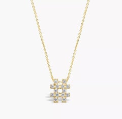 Hashtag Pendant 14k Solid Gold Genuine Diamond Hashtag Charm Pendant Unisex Gift