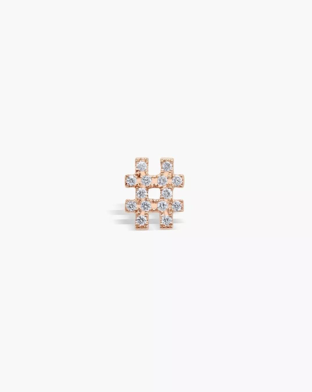 Hashtag Pendant 14k Solid Gold Genuine Diamond Hashtag Charm Pendant Unisex Gift For Sale 4