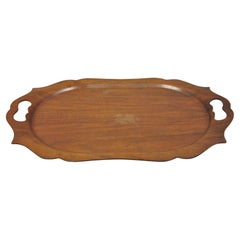 Haskelite Mahogany Bentwood Wood Buffet Serving Tray with Handles