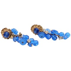 Vintage Haskell Blue Dangle Earrings 1960s