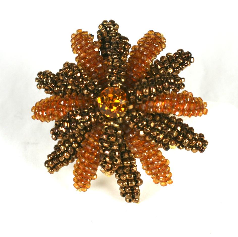Haskell Style Copper and Topaz Beaded Demi Parure In Excellent Condition For Sale In New York, NY