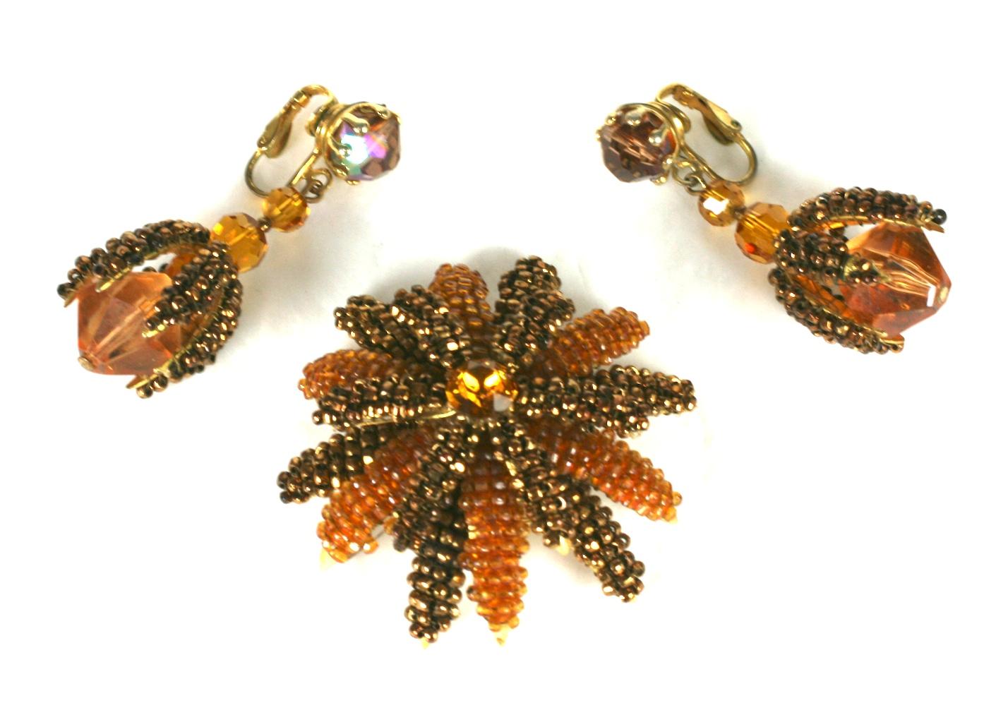 Haskell Style Copper and Topaz Beaded Demi Parure For Sale 2