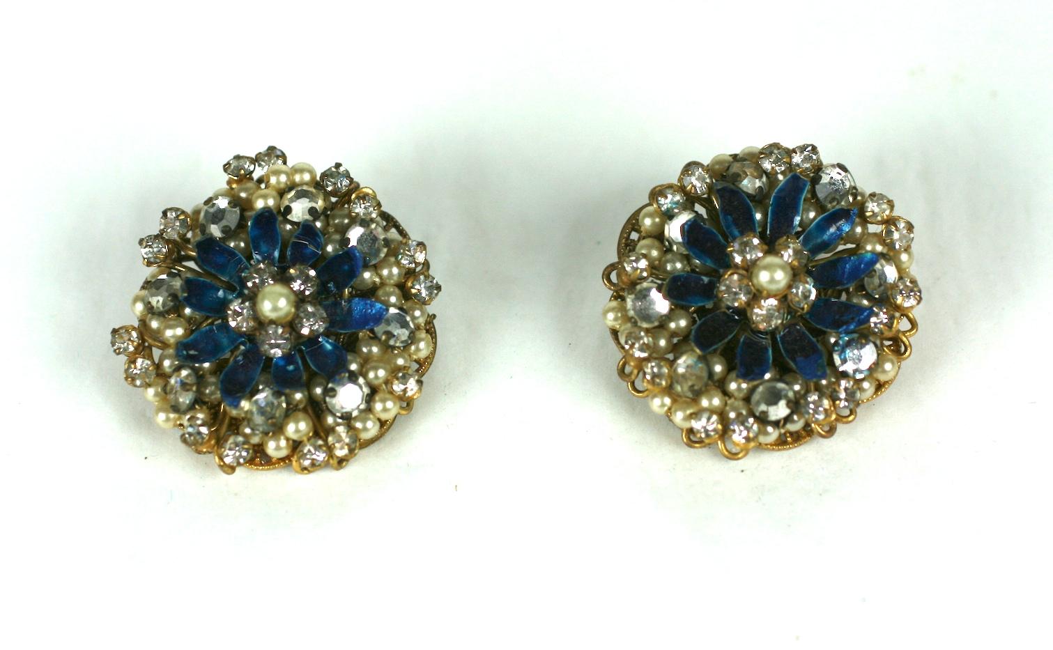 Pendientes Flor de Esmalte Estilo Haskell en Bueno estado para la venta en New York, NY