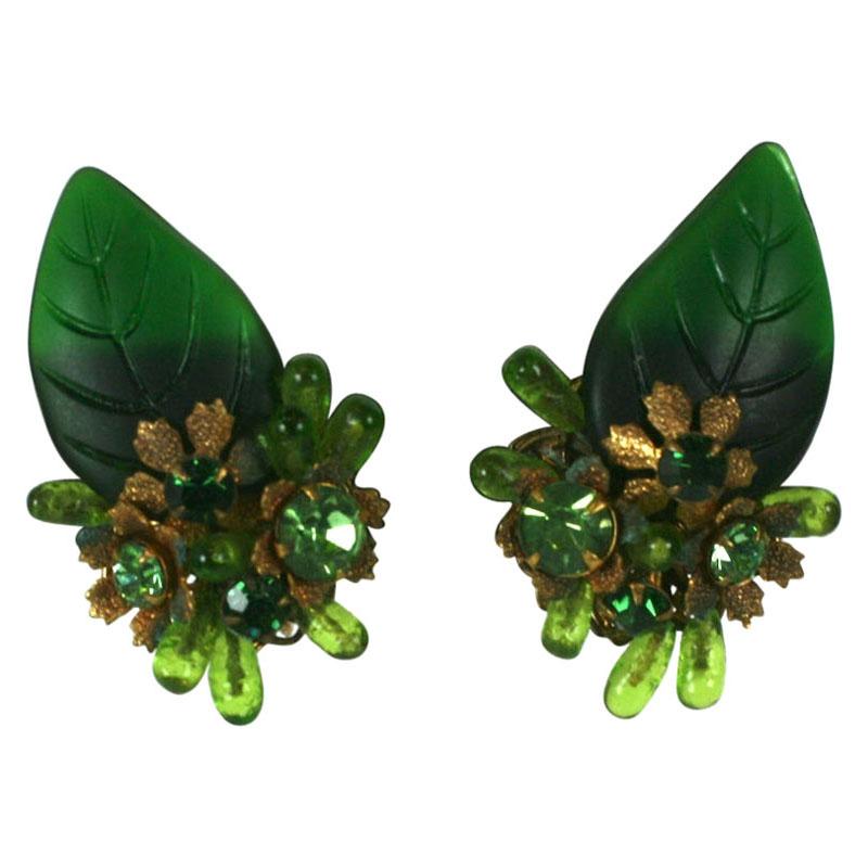 Haskell Style Glass Leaf Earrings