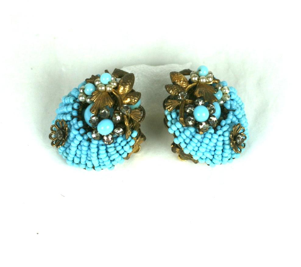 Boucles d'oreilles en perles turquoise de style Haskell Excellent état - En vente à New York, NY