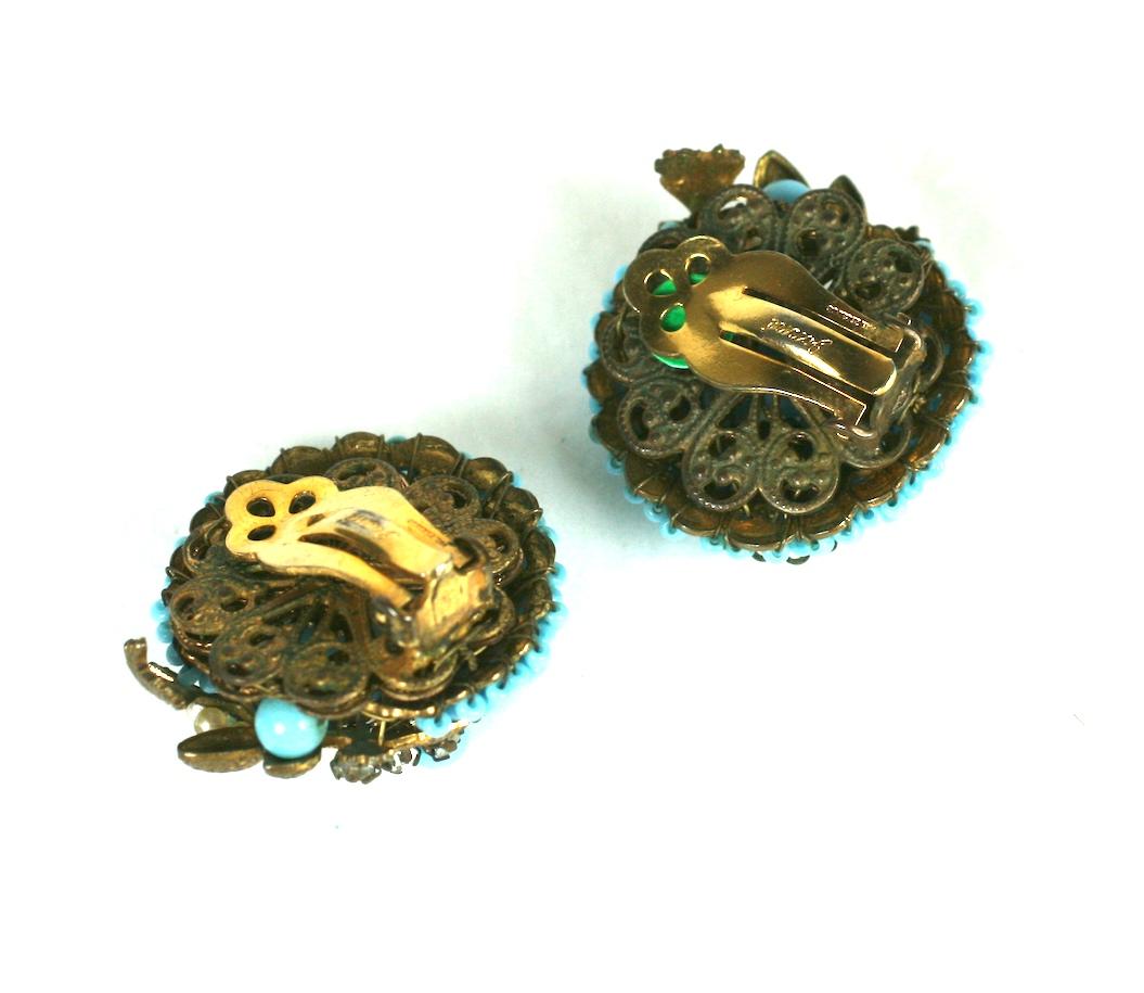 Boucles d'oreilles en perles turquoise de style Haskell en vente 2