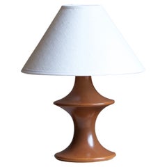Hasle Keramik, Table Lamp, Brown Glazed Stoneware, Bornholm, Denmark, 1960s