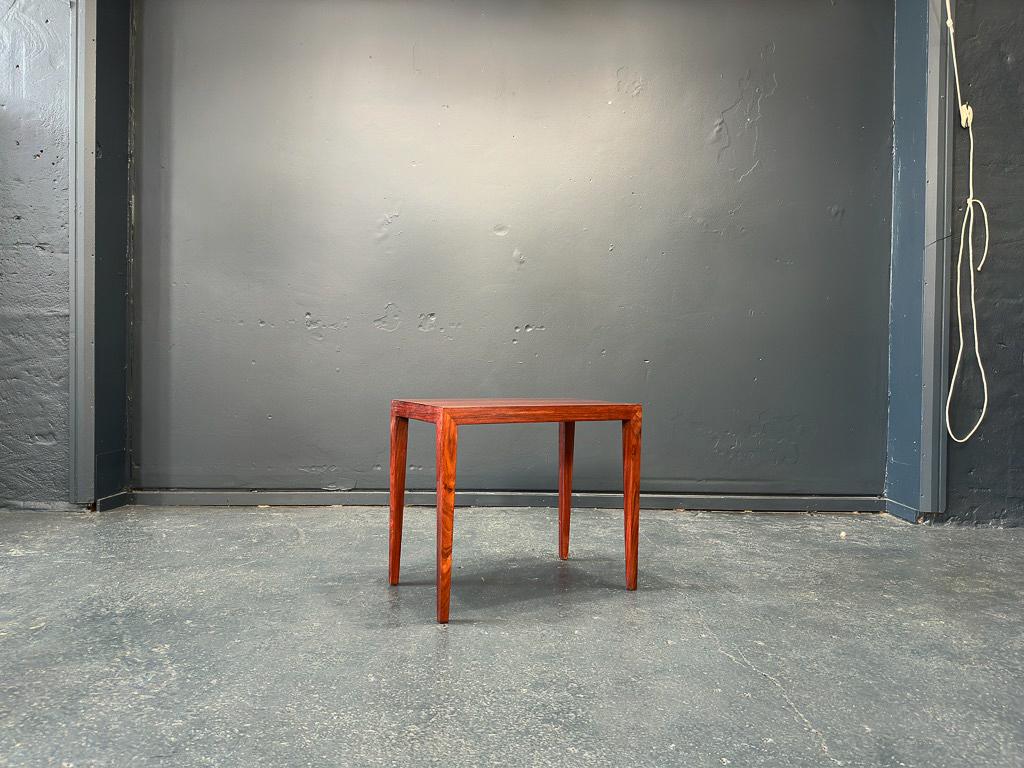 Hardwood side table from Danish furniture designer Severin Hansen in collaboration with heritage Danish manufacturer Haslev. This sleek and lightweight side table is a wonderful example of the understated, yet sumptuous, design ethos of 1960s