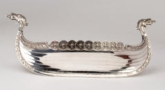 Hasse Norwegian Silver Plated Viking Longboat on Stand