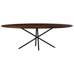 "Hastes" Modernist Dining Table Black Steel and Pau Ferro Brazilian Wood