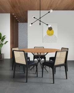 "Hastes" Modernist Round Dining Table, painted steel and natural Wood