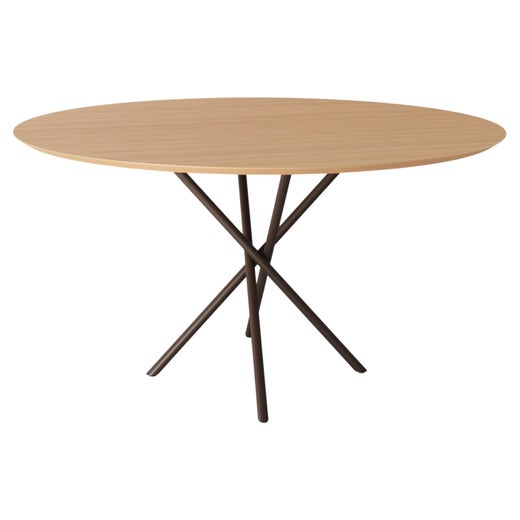 "Hastes" Modernist Round Dining Table Black Steel and Pau Ferro Brazilian  Wood For Sale at 1stDibs | pau round dining table