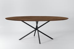 "Hastes" Oval Modernist Dining Table painted steel and Brazilian natural Wood