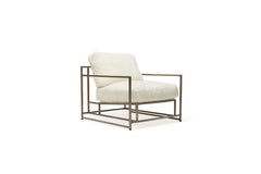 Ivory Shearling & Antique Nickel Armchair