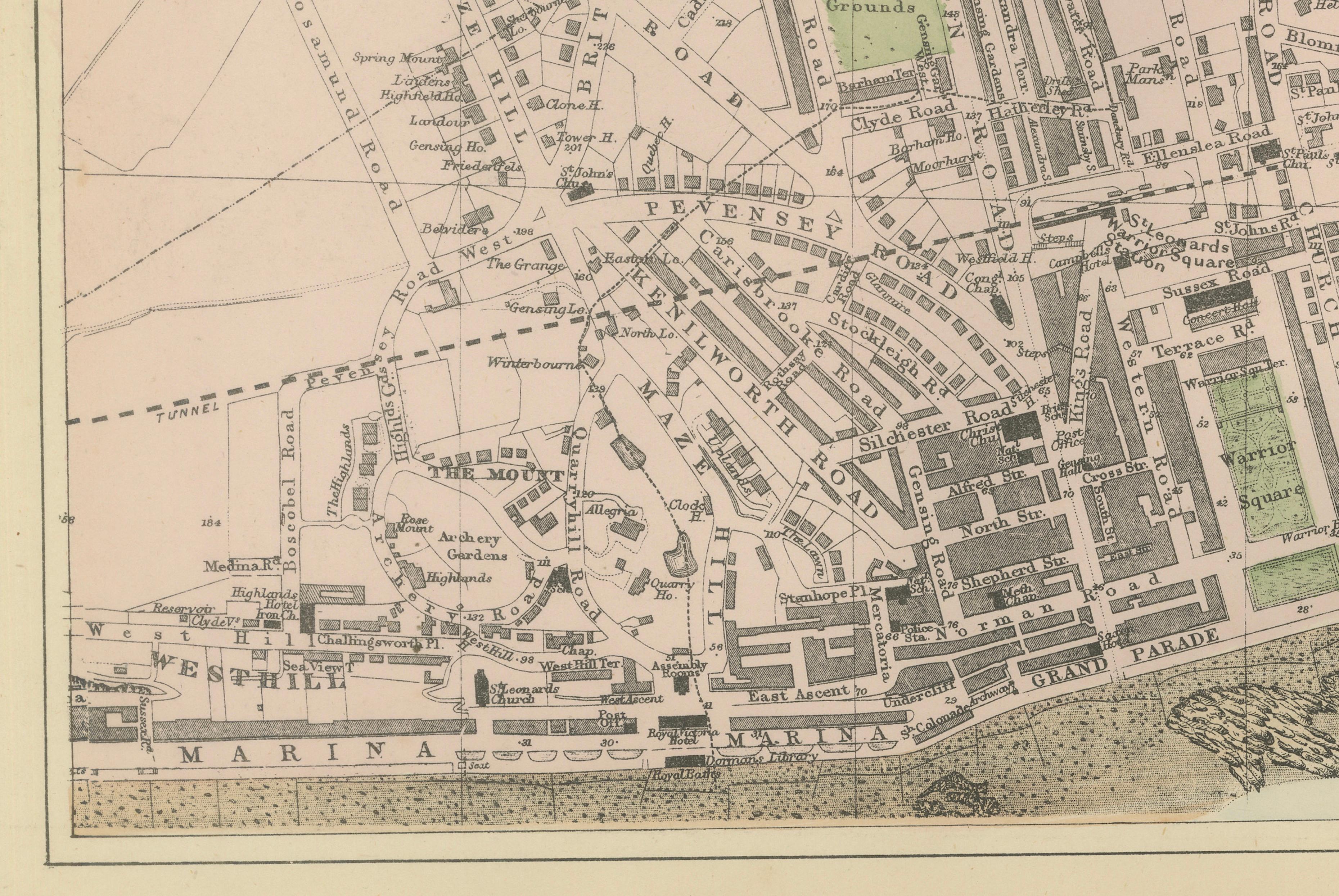 Hastings Urban Coastal Plan 1885, Bacon Ordnance Atlas Town Map