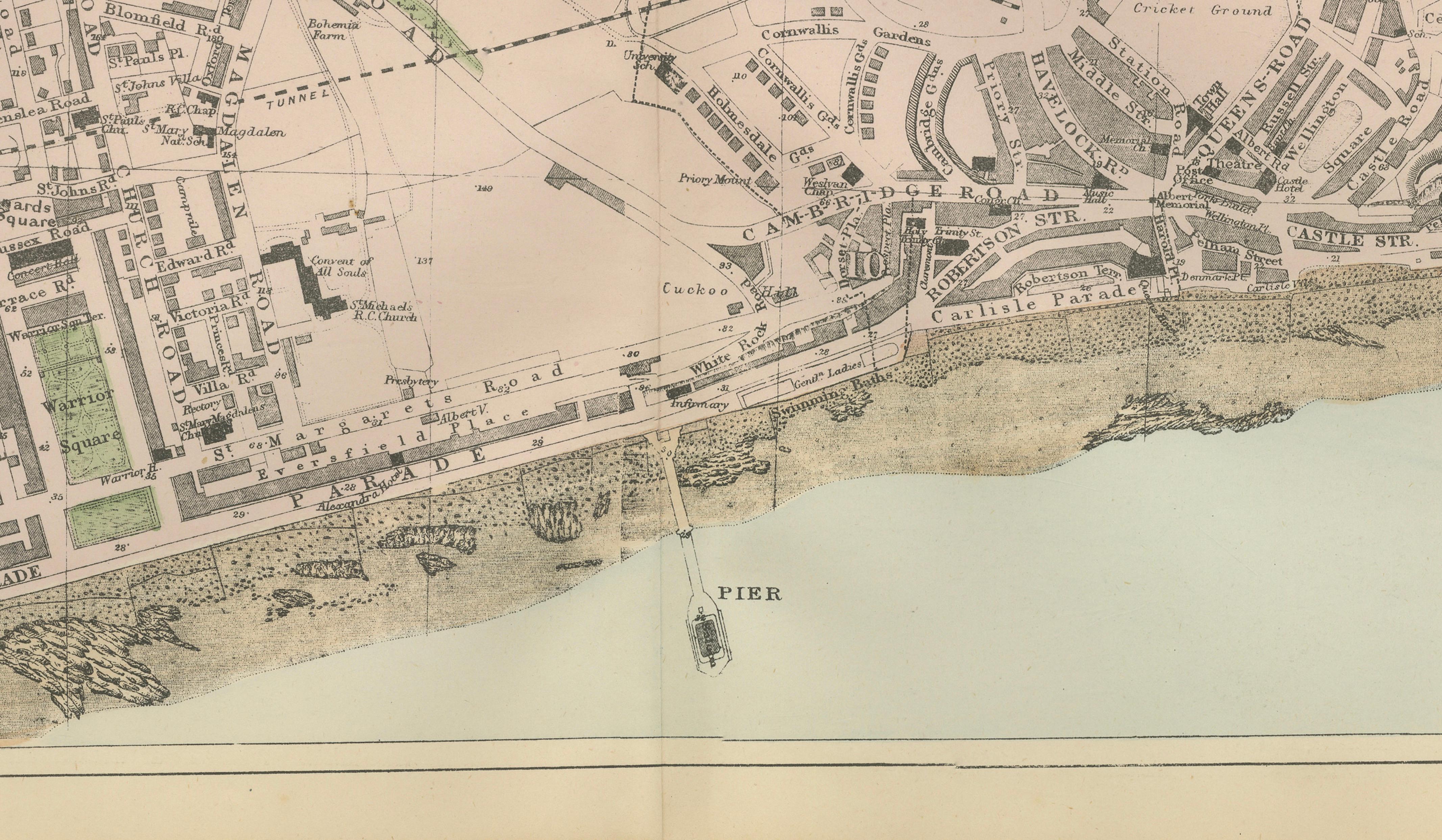 Hastings Urban Coastal Plan 1885, Bacon Ordnance Atlas Town Map