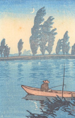 Hasui Kawase NIGHT FISHING AT ITAKO Woodcut Print