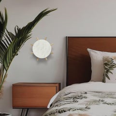 Lampada da parete o da soffitto 'Hat' in alabastro e ottone di Denis De La Mesiere