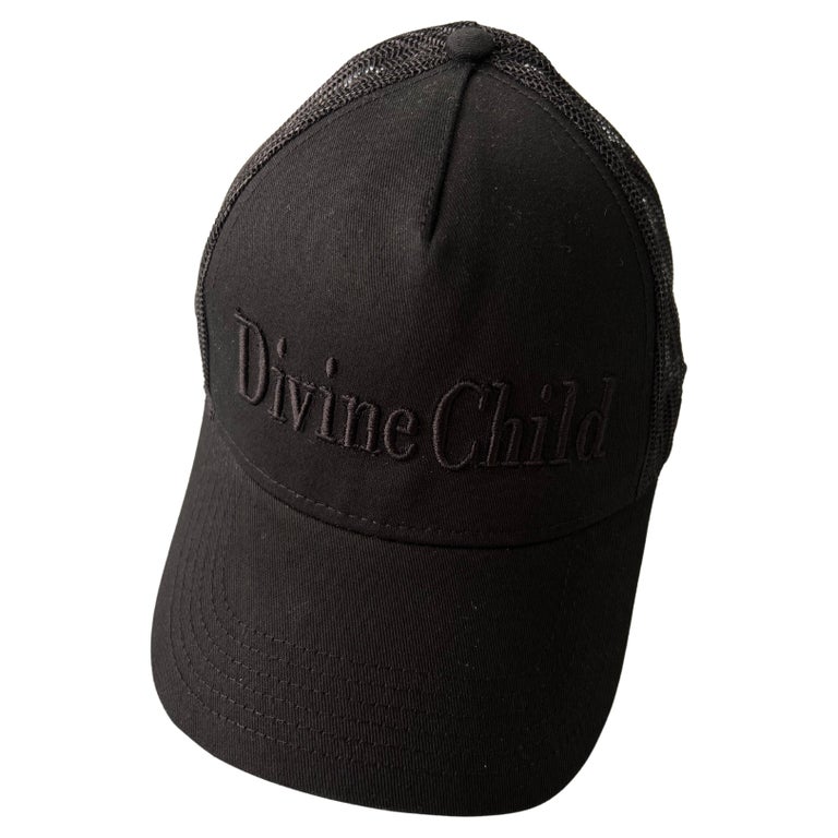 Hat Cotton Trucker Black Divine Child Embroidery J Dauphin In New Condition For Sale In Los Angeles, CA