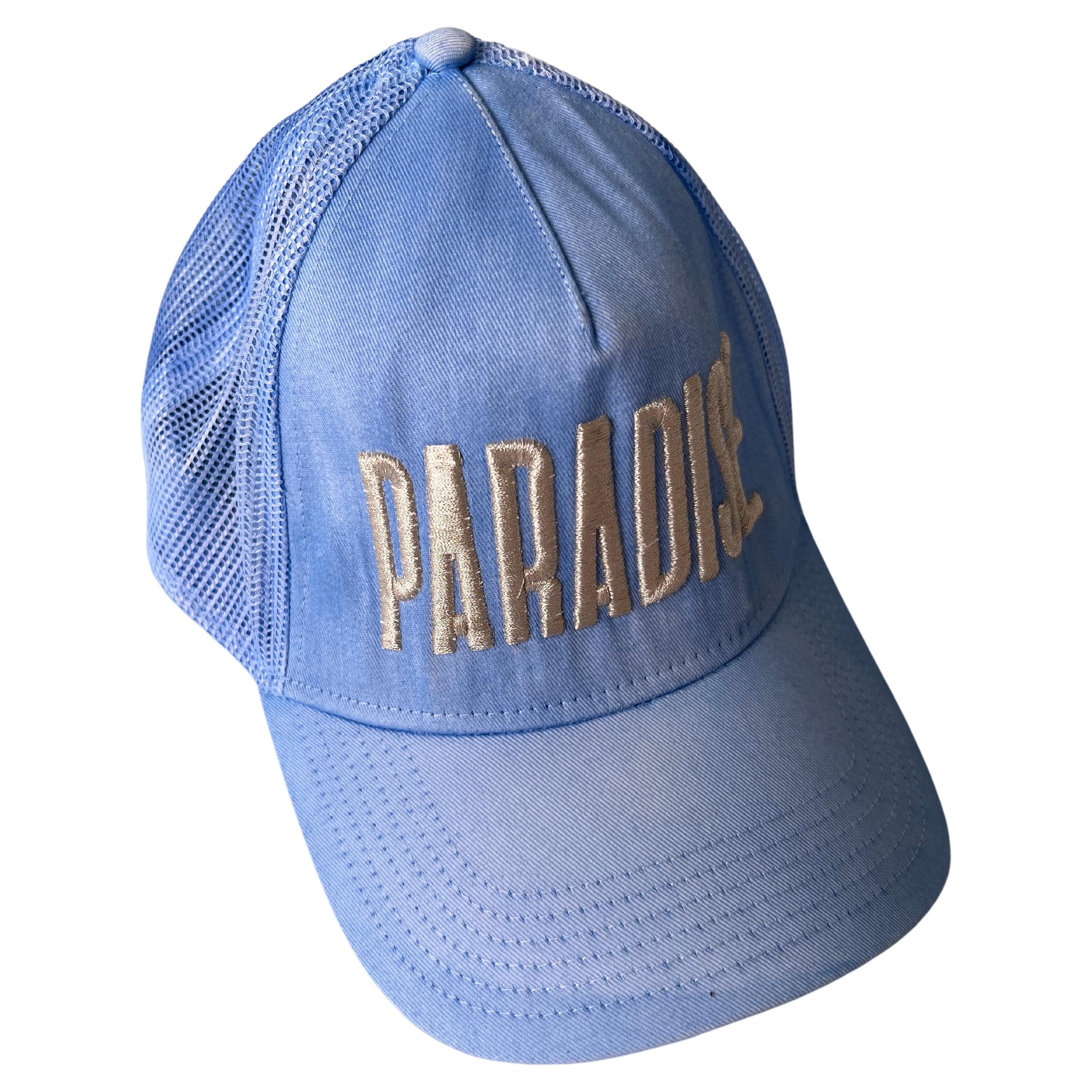 Women's or Men's Hat Light Blue Trucker Paradise Silver Embroidery J Dauphin