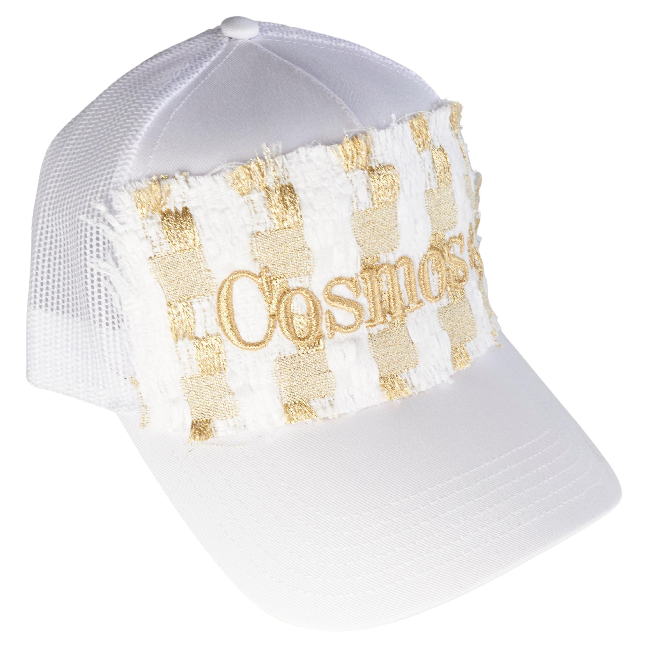 Women's or Men's Hat White Gold Trucker Cosmos J Dauphin