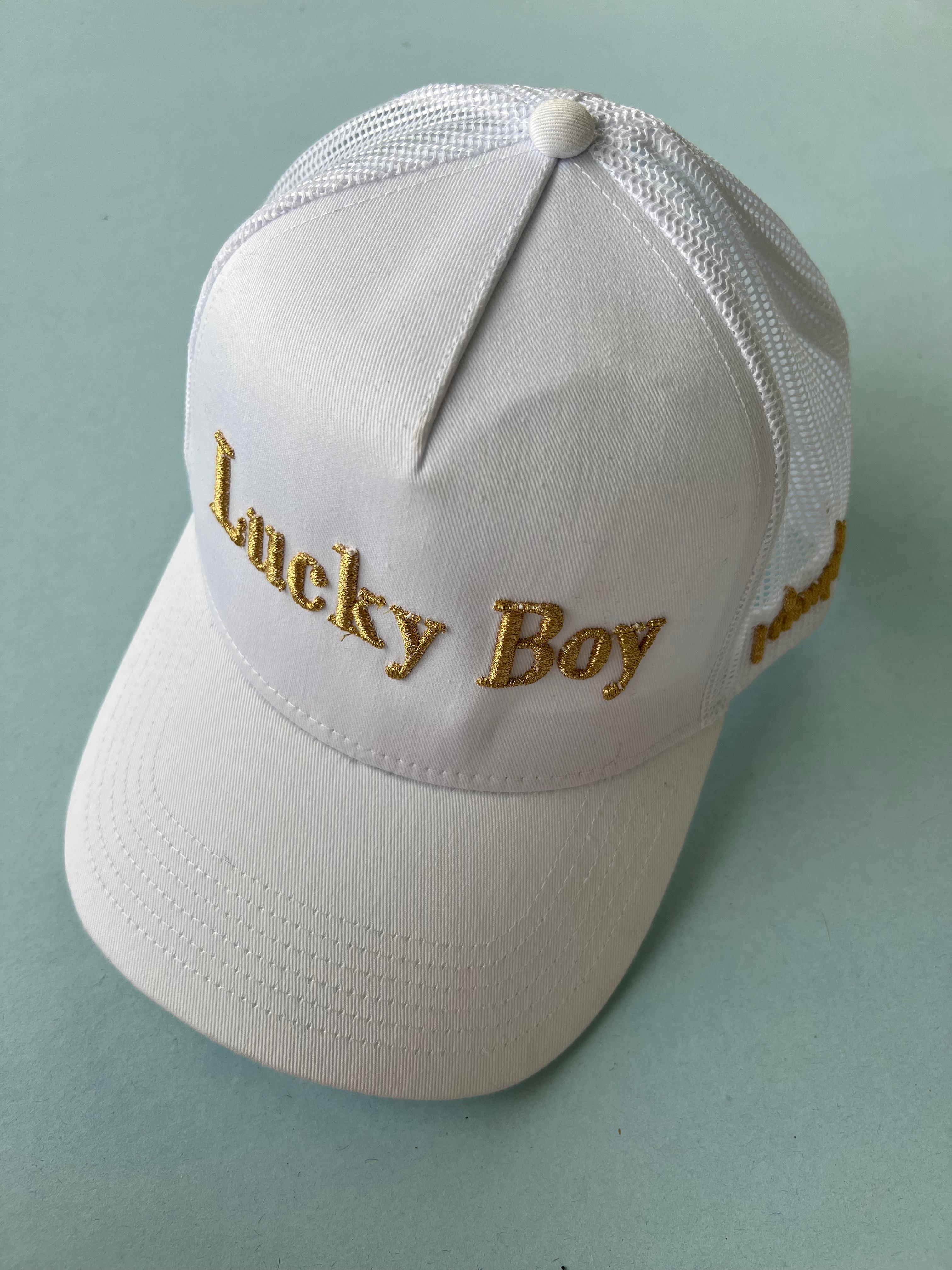 Hat White Trucker Gold Lurex Embroidery Lucky Boy Cotton  4