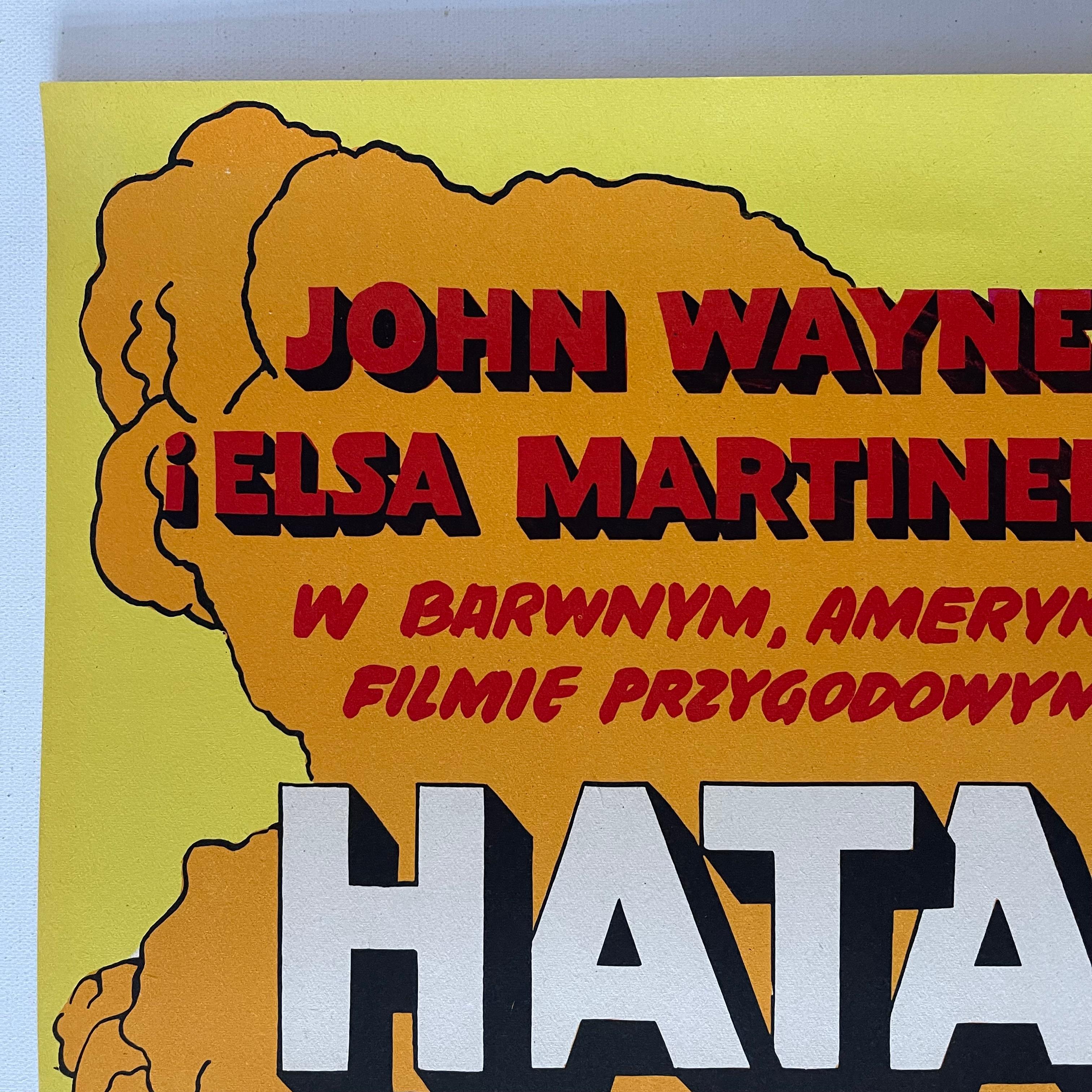 This original 1968 vintage poster by Waldemar Swierzy has such glorious bold colours and graphics. He designed it for the 1962 American movie directed by Howard Hawks and starring John Wayne and Elsa Martinelli.

Polish A1 size: 58 x 83.5 cm