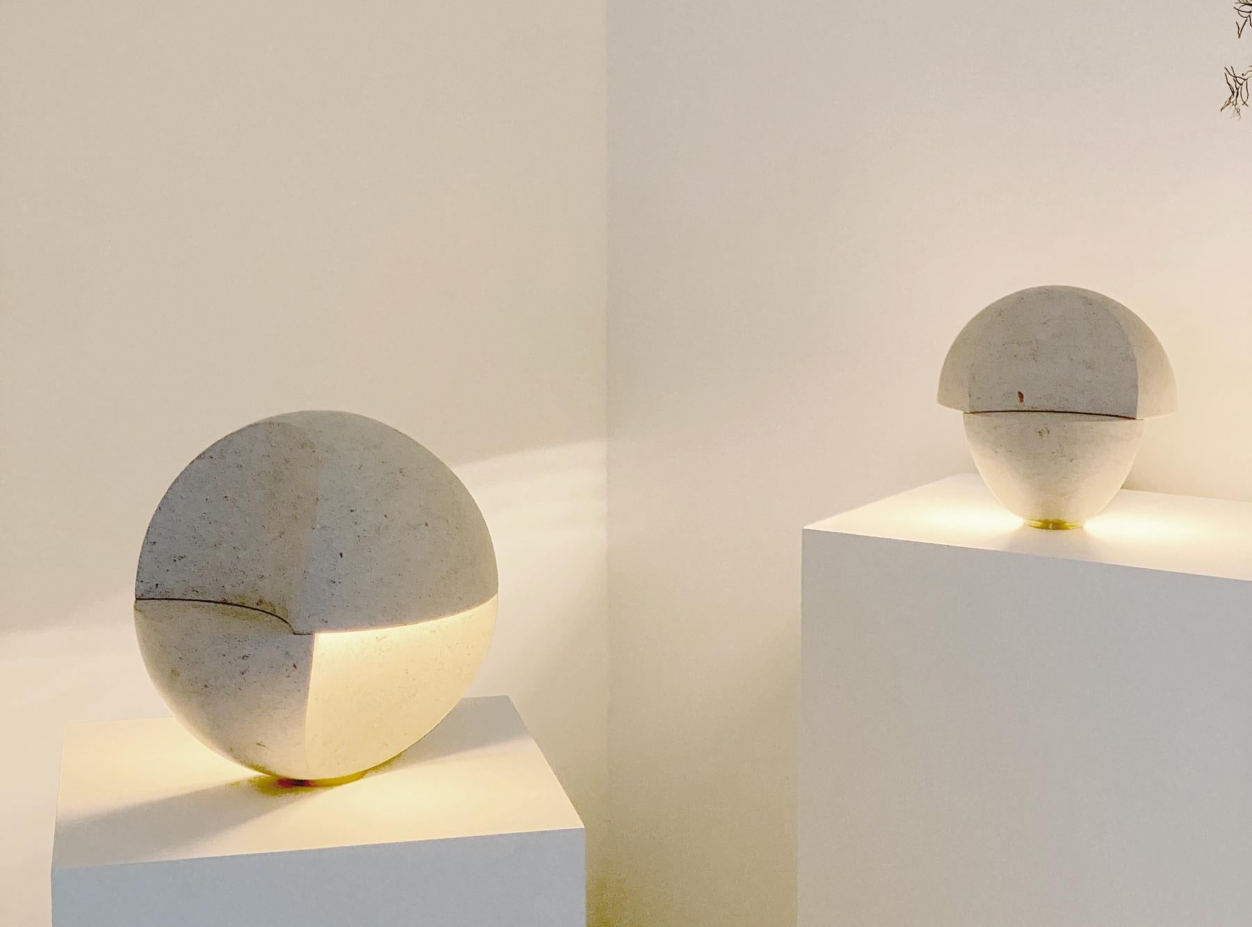 Hand-Crafted Hathor Spherical Stone Table Light For Sale