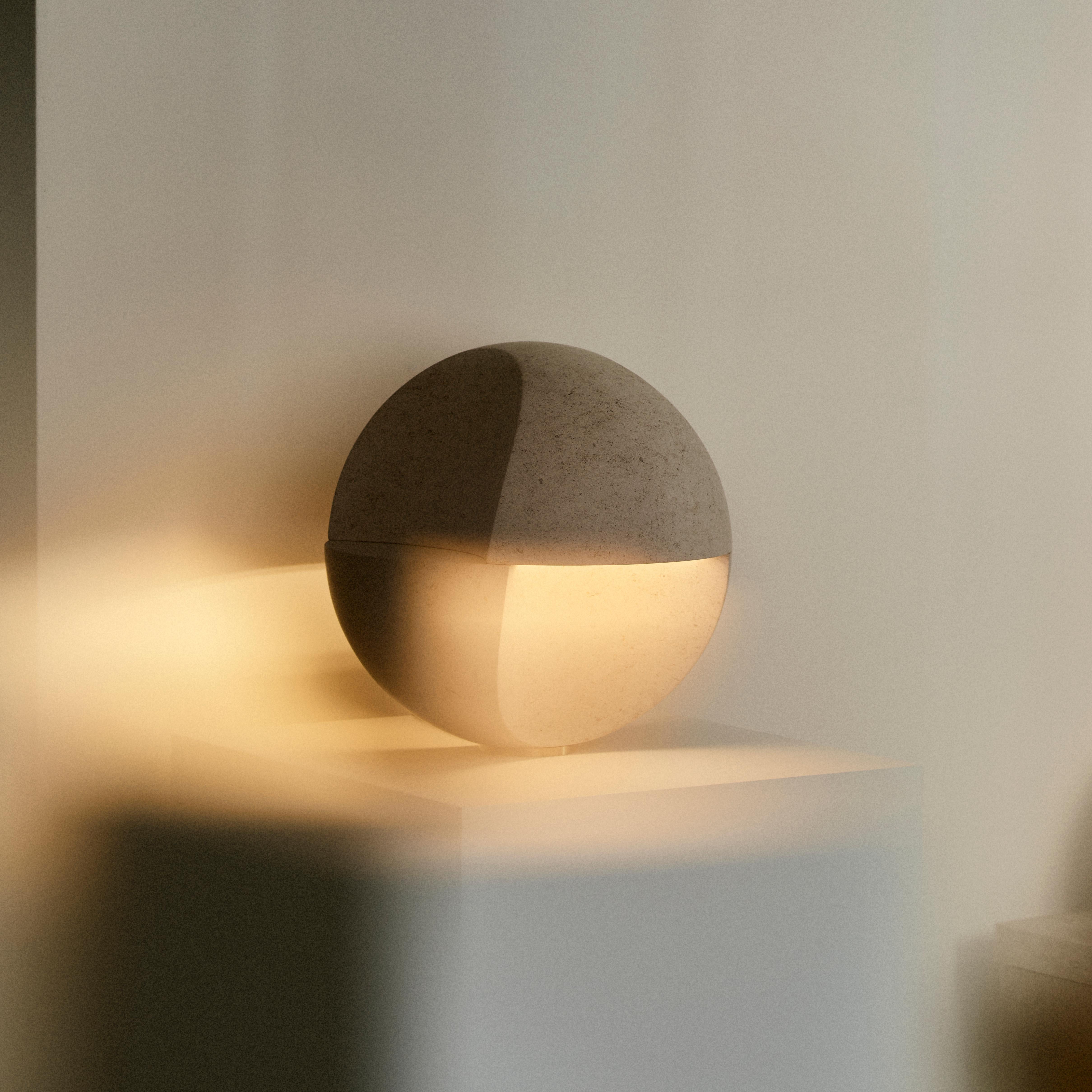 Hathor Spherical Stone Table Light In New Condition For Sale In Brooklyn, NY