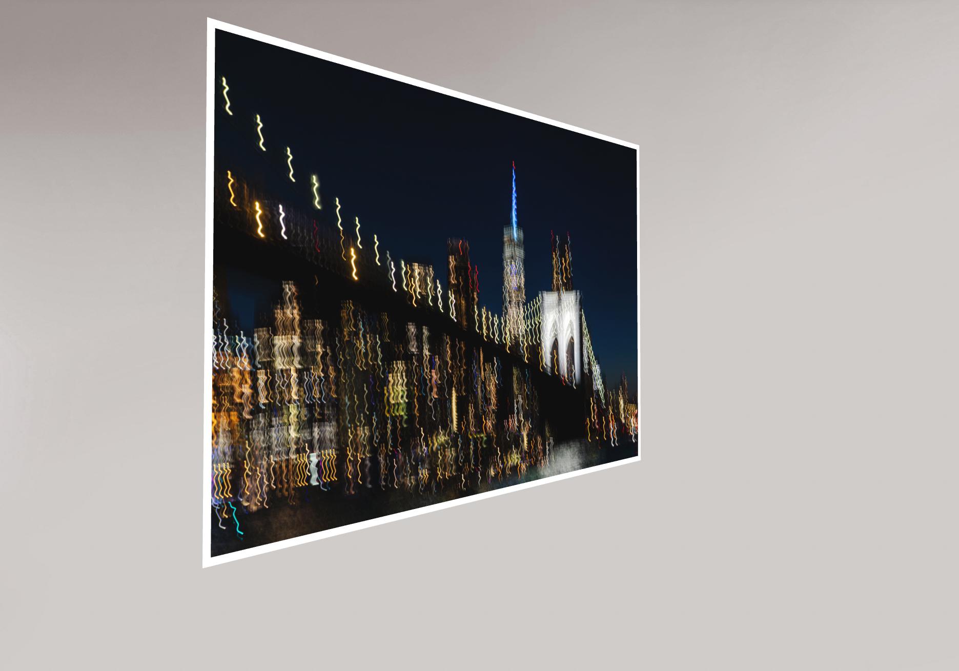 Brooklyn Bridge, Lichter von New York, Abstrakte Fotografie, Giclée Großdruck im Angebot 1