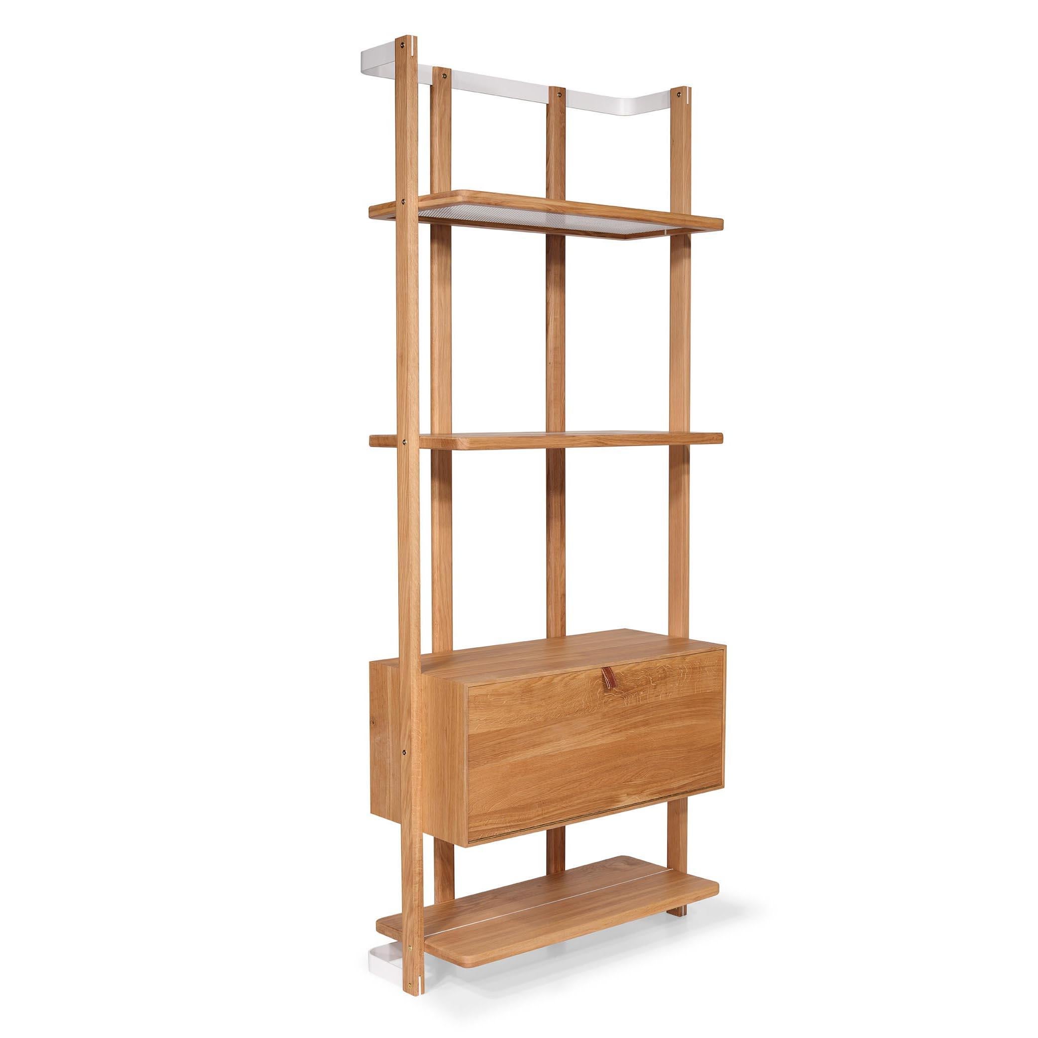 Hatt Shelving System, 4 Shelves + Storage Unit Ash Wood For Sale 6
