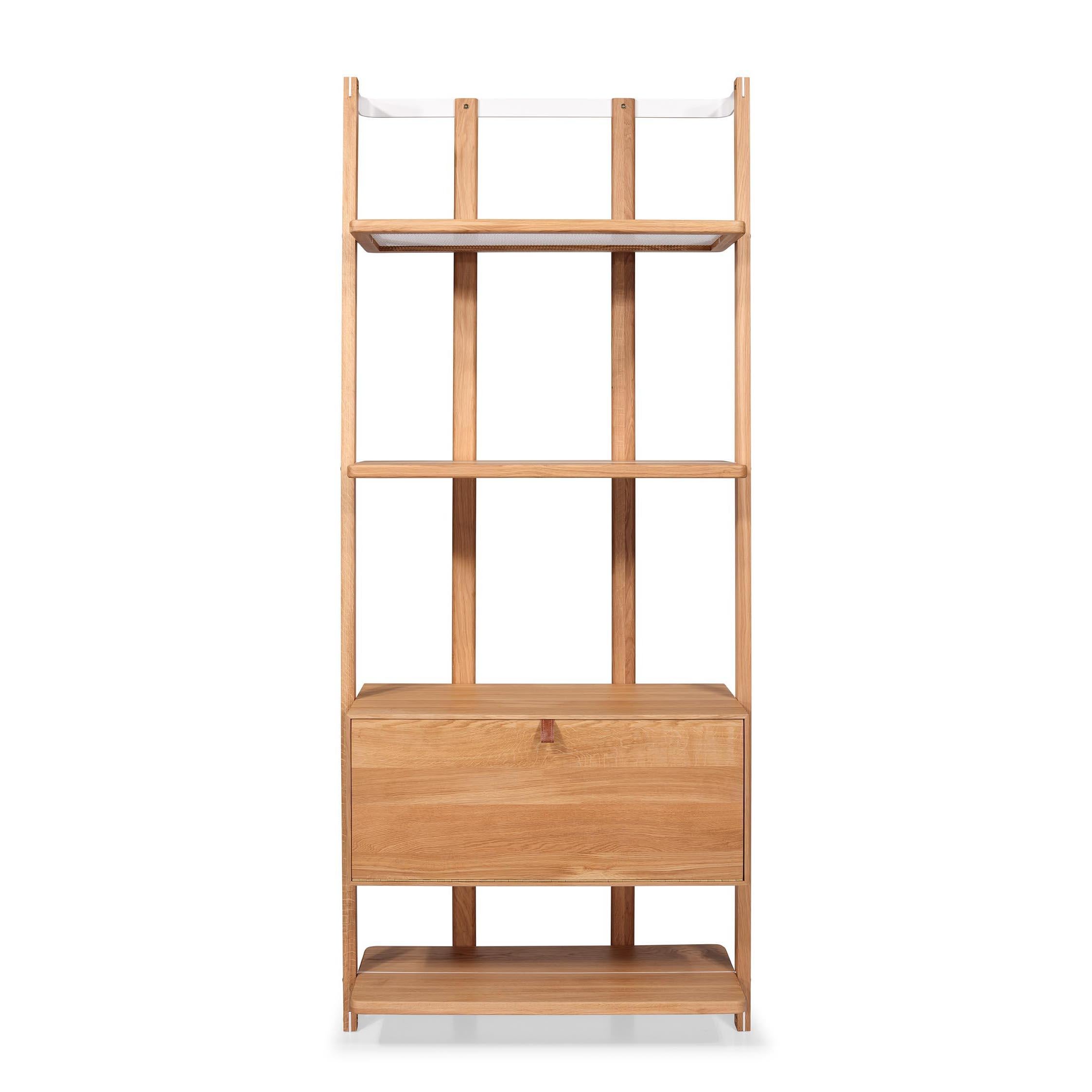 Hatt Shelving System, 4 Shelves + Storage Unit Ash Wood For Sale 9