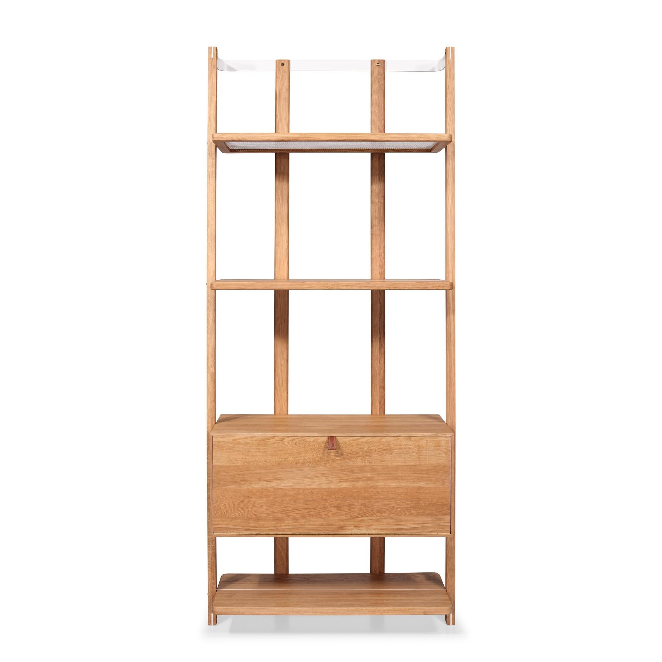 Hatt Shelving System, 3 Shelves + Coat Hanger Ash Wood For Sale 8