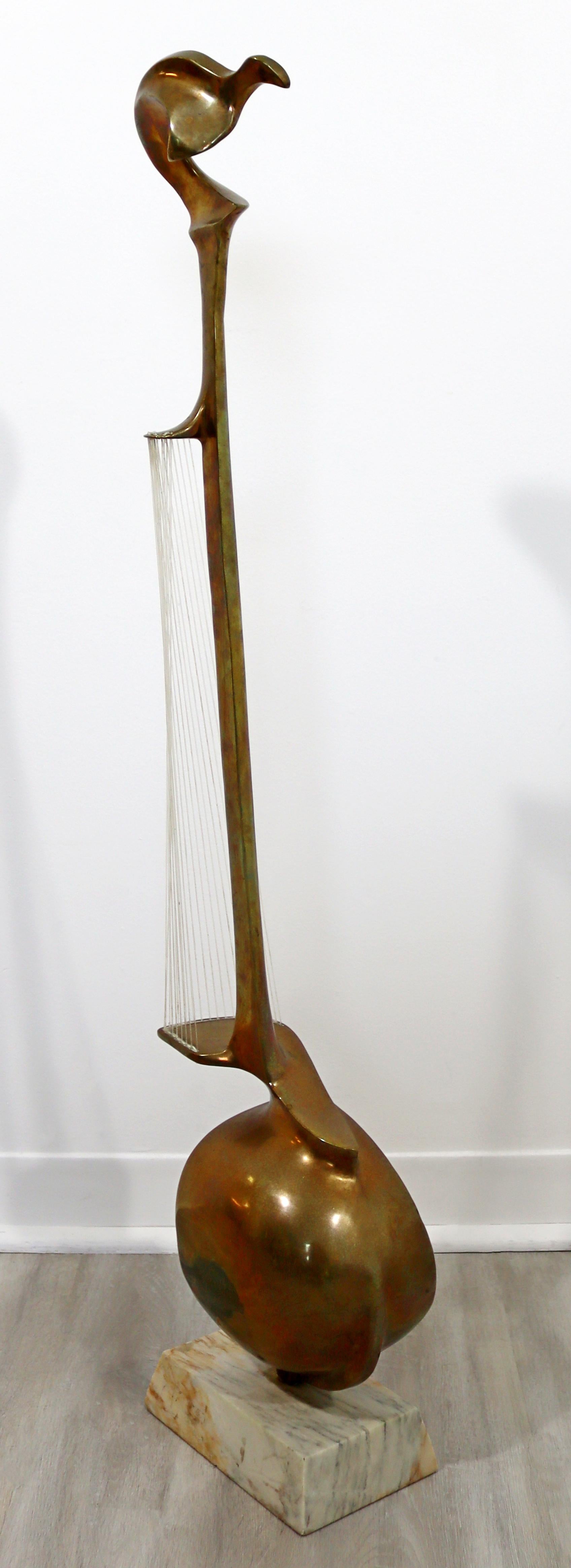 Hattakitkosol Somchai Modernist Bronze Marble String Instrument Floor Sculpture For Sale 1