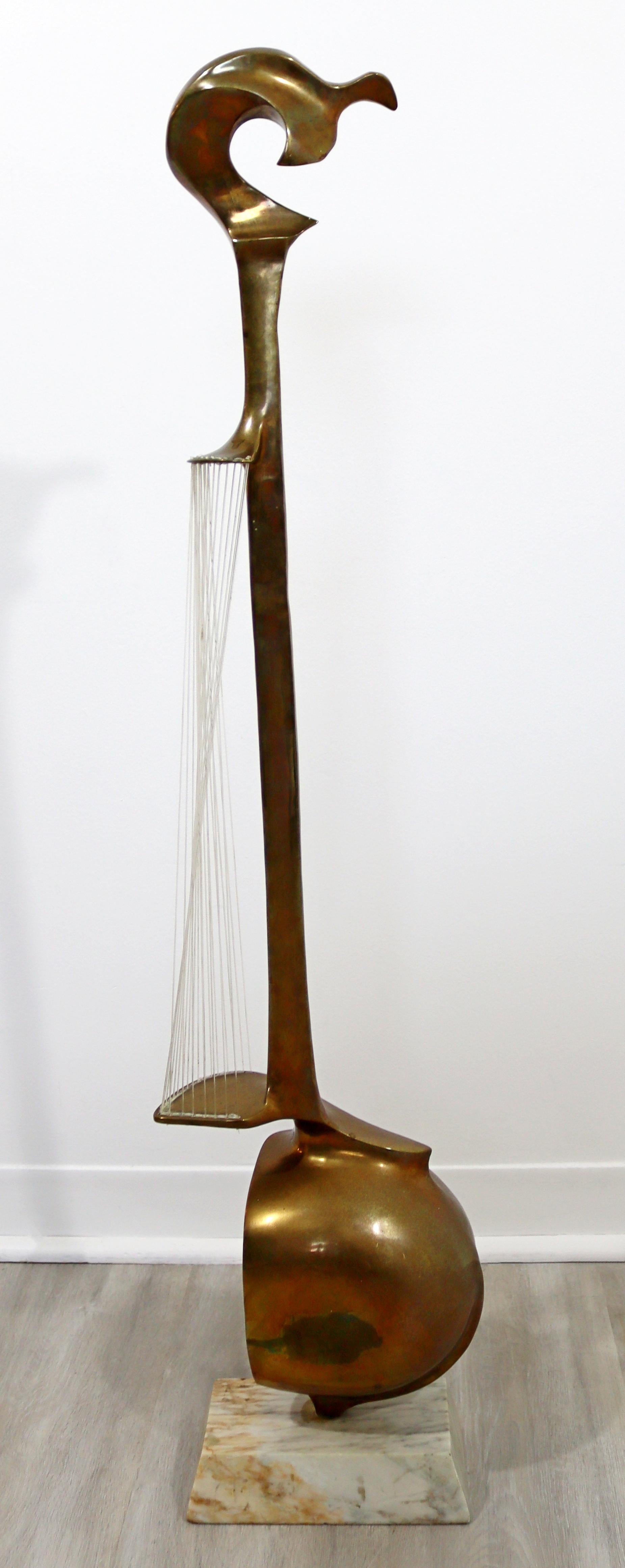 Hattakitkosol Somchai Modernist Bronze Marble String Instrument Floor Sculpture For Sale 2
