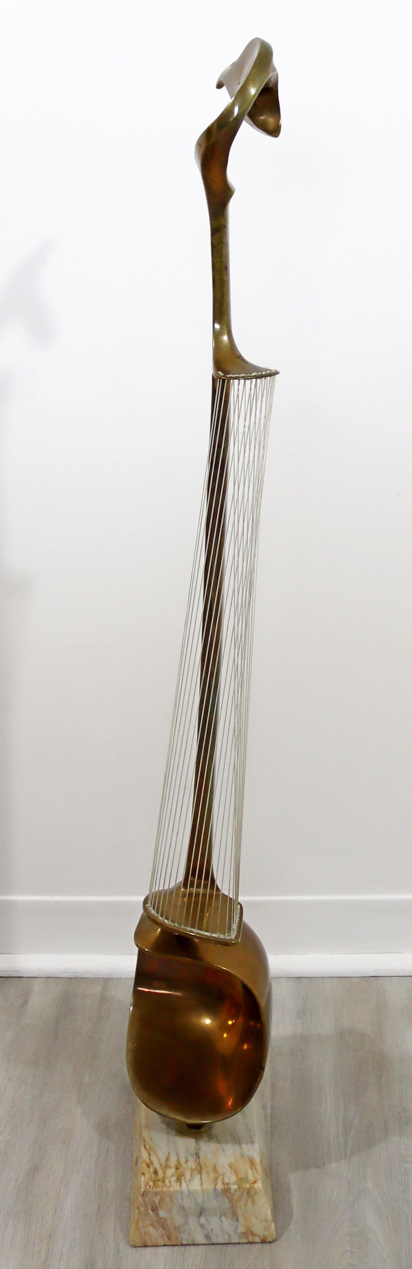 Hattakitkosol Somchai Modernist Bronze Marble String Instrument Floor Sculpture For Sale 5