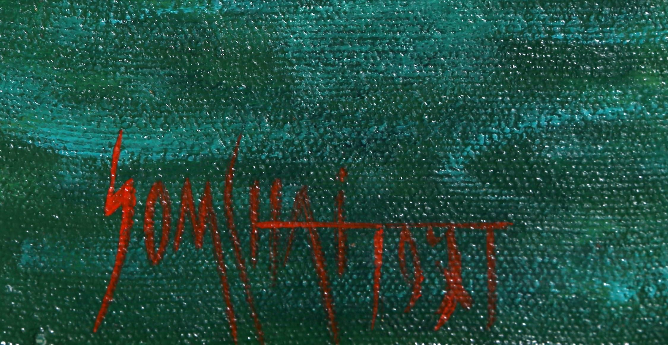 Green Virgin, Surrealist Oil on Canvas Painting by Hattakitkosol Somchai For Sale 1