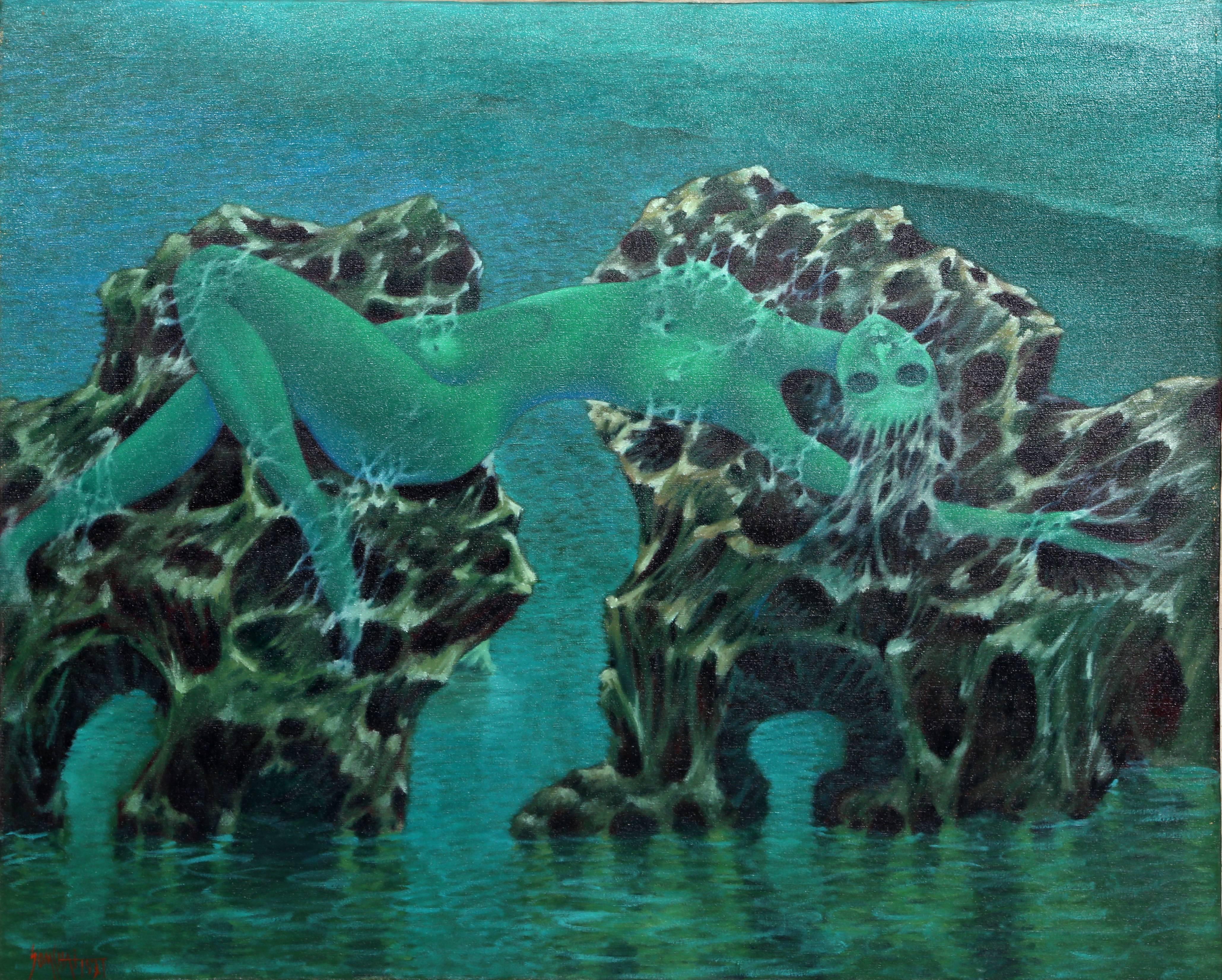 Artist: Hattakitkosol Somchai, Thai (1934 - 2000)
Title: Green Virgin
Year: 1970
Medium: Oil on Canvas, signed l.l.
Size: 27.5 x 31.5 in. (69.85 x 80.01 cm)