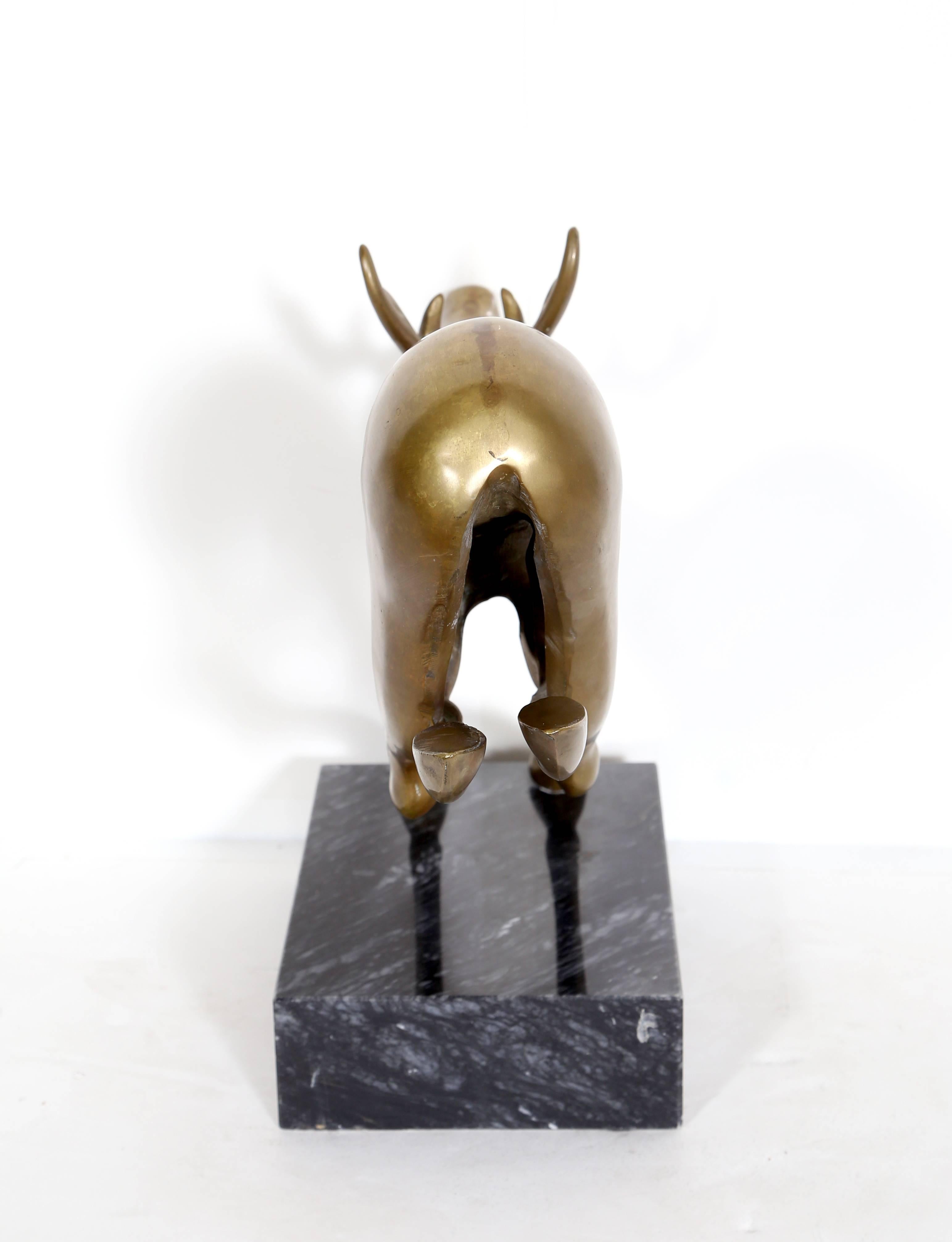 Artist: Mattakitkosol Somchai
Title: Gold Reindeer
Year: Circa 1970
Medium: Bronze Sculpture mounted on Marble Base
Size: 10.5  x 15.5  x 4 in. (26.67  x 39.37  x 10.16 cm)
Base: 9 x 6 x 2.25 inches