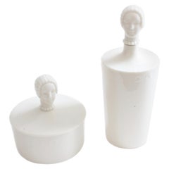 Hattie Carnegie by Lenox Figural Porcelain Powder Box and Lotion Decanter, 1940s