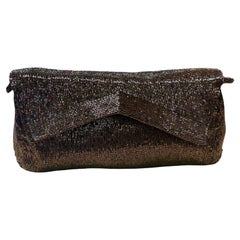Hattie Carnegie Chocolate Copper Bugle Beaded Clutch, 1940s