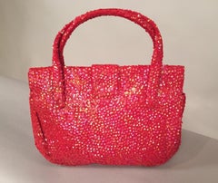 Hattie Carnegie Coral Sequin Top Handle Evening Bag