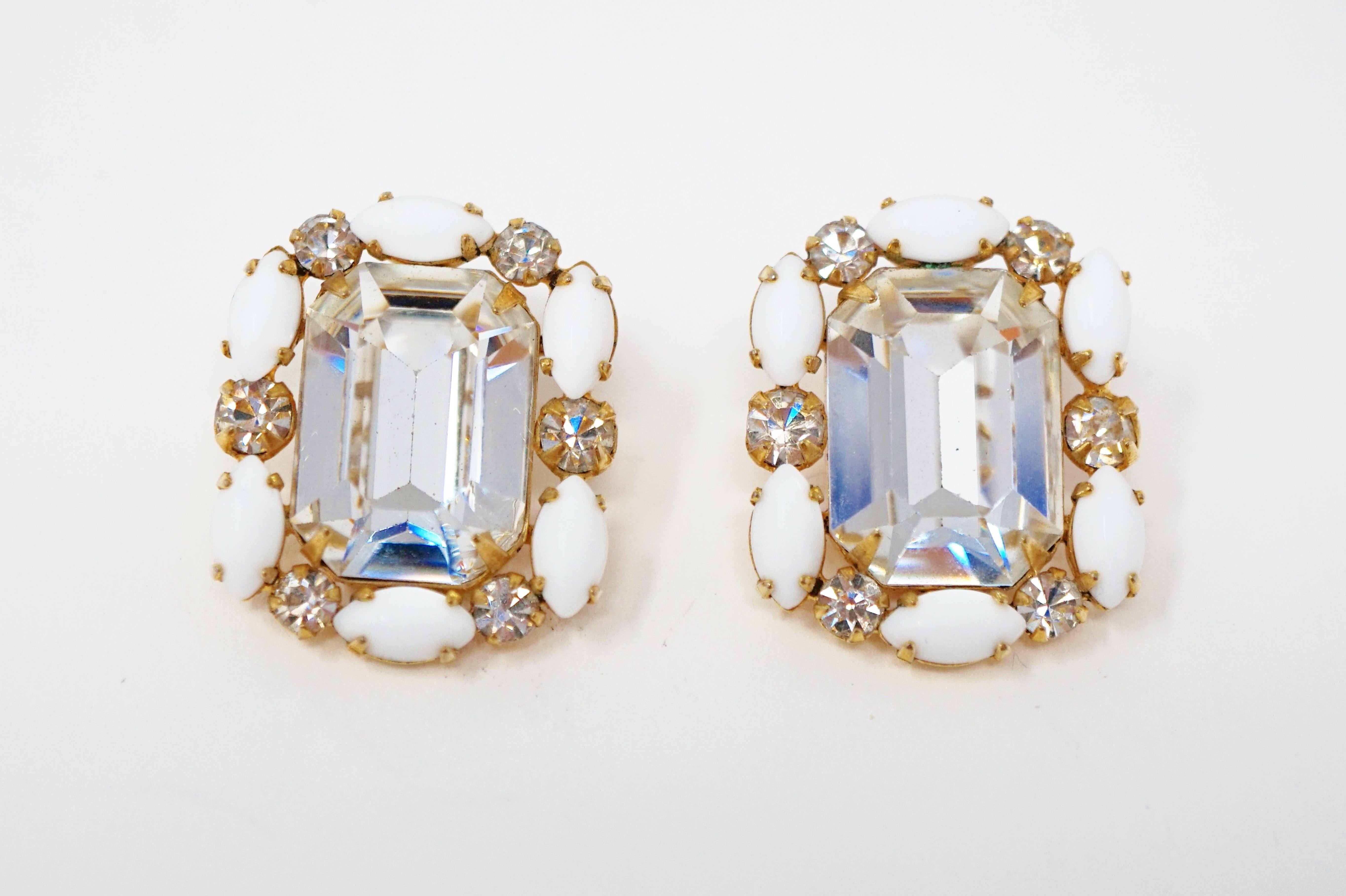 Modern Hattie Carnegie Crystal Statement Earrings, Signed, circa 1950s