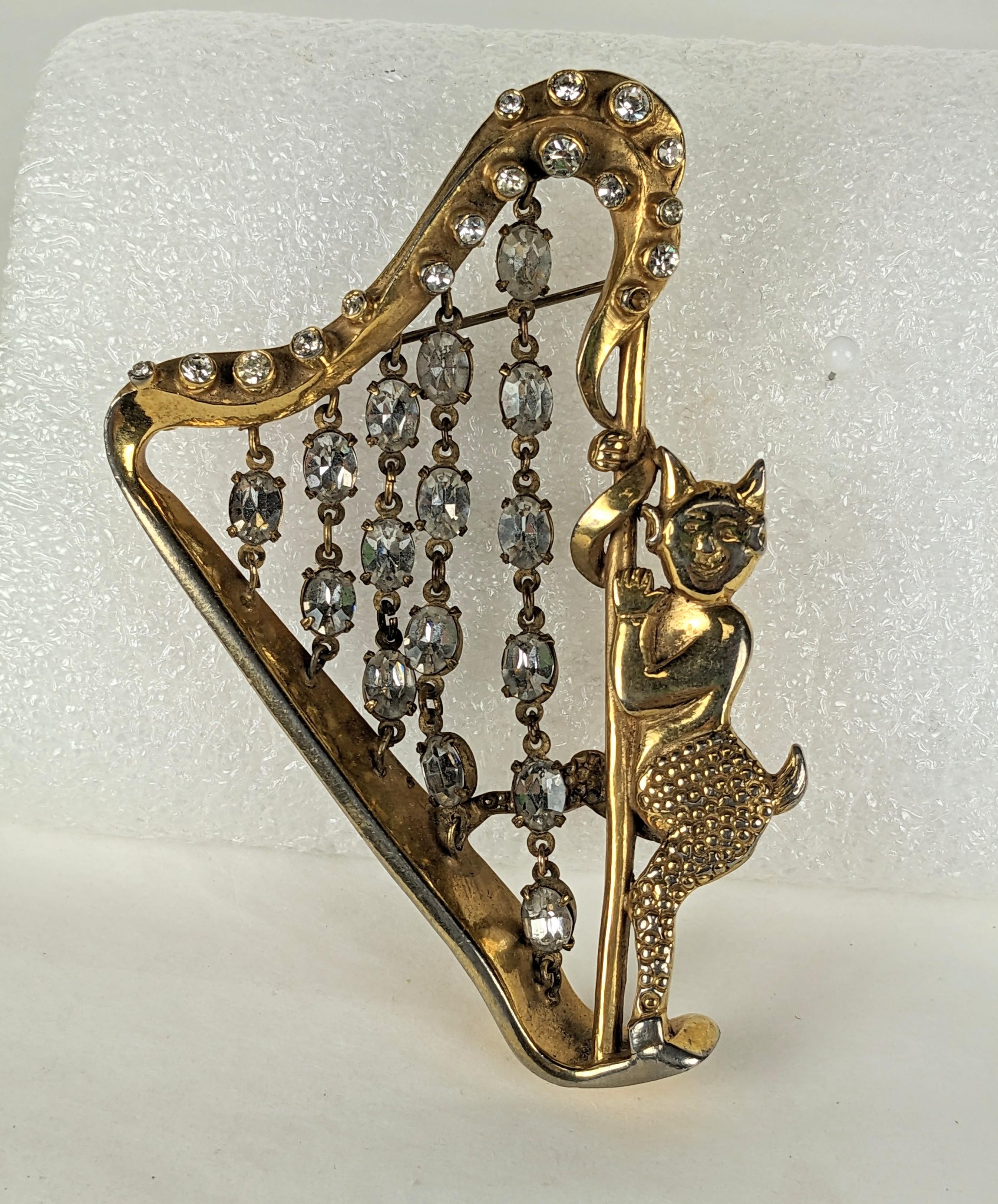 Women's or Men's Hattie Carnegie Devil with Jeweled Harp For Sale