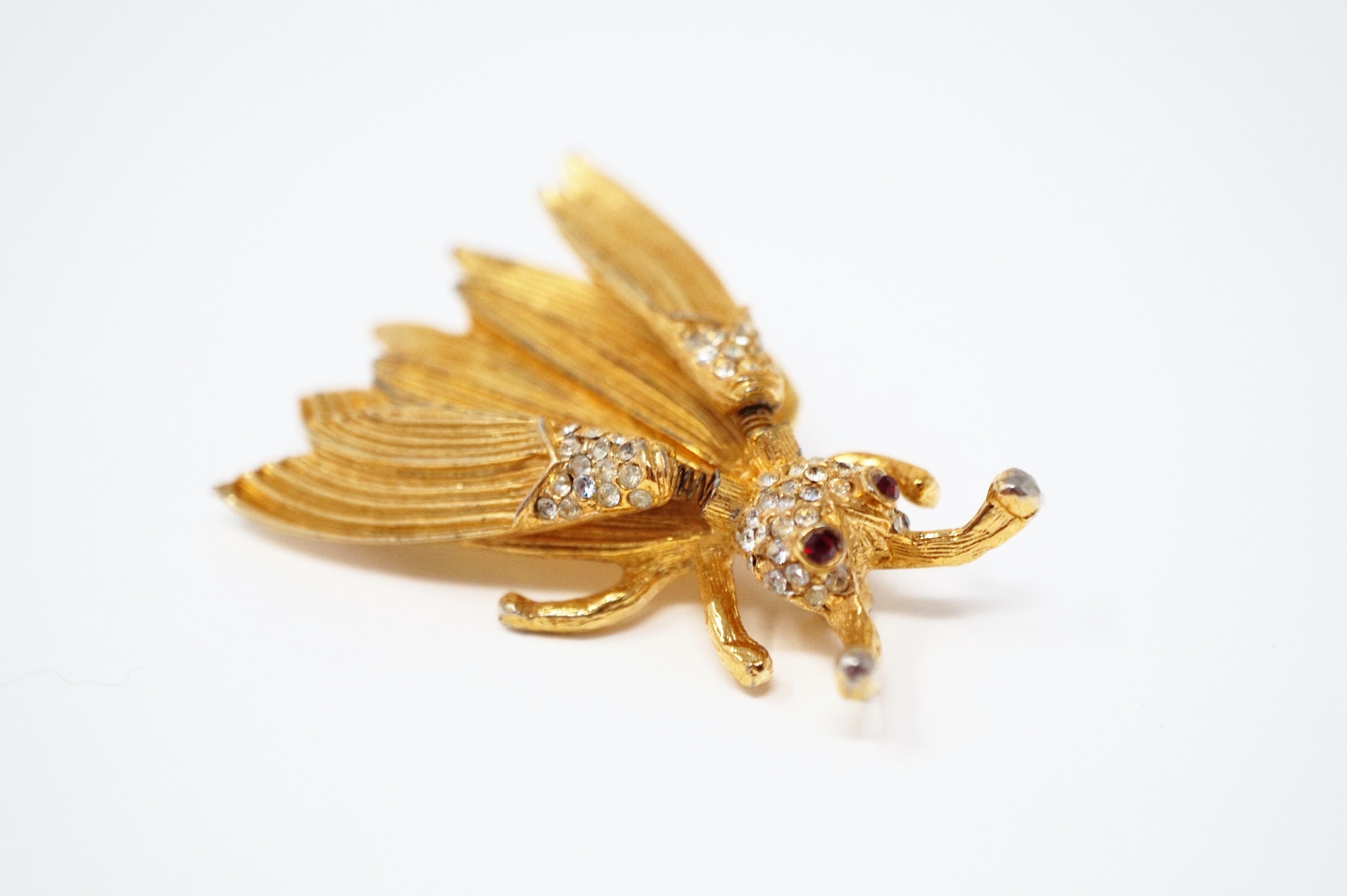  Broche Trembleur d'insectes dorée de Hattie Carnegie:: vers les années 1940 Pour femmes 