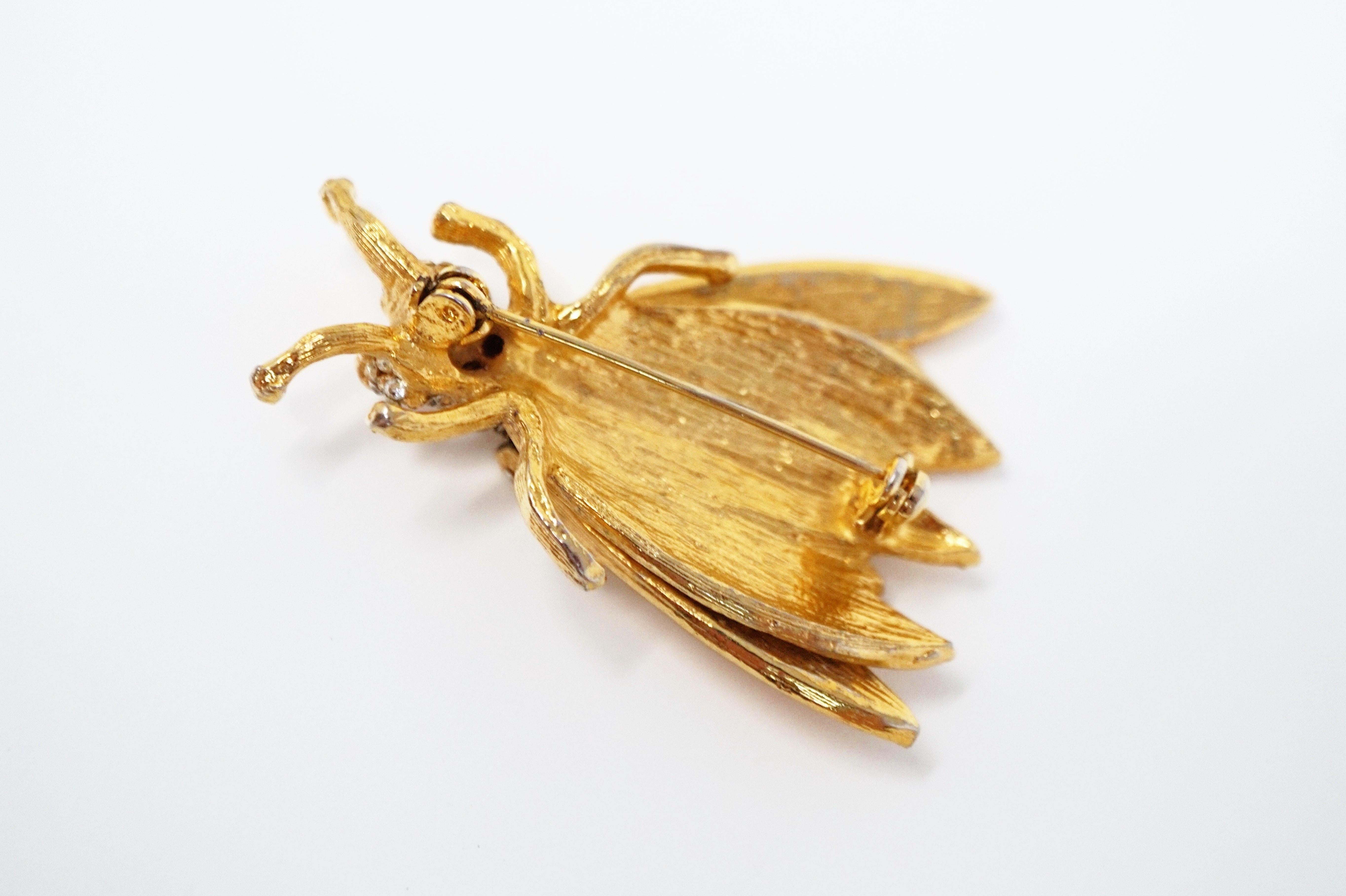 Broche Trembleur d'insectes dorée de Hattie Carnegie:: vers les années 1940 1