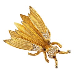 Broche Trembleur d'insectes dorée de Hattie Carnegie:: vers les années 1940