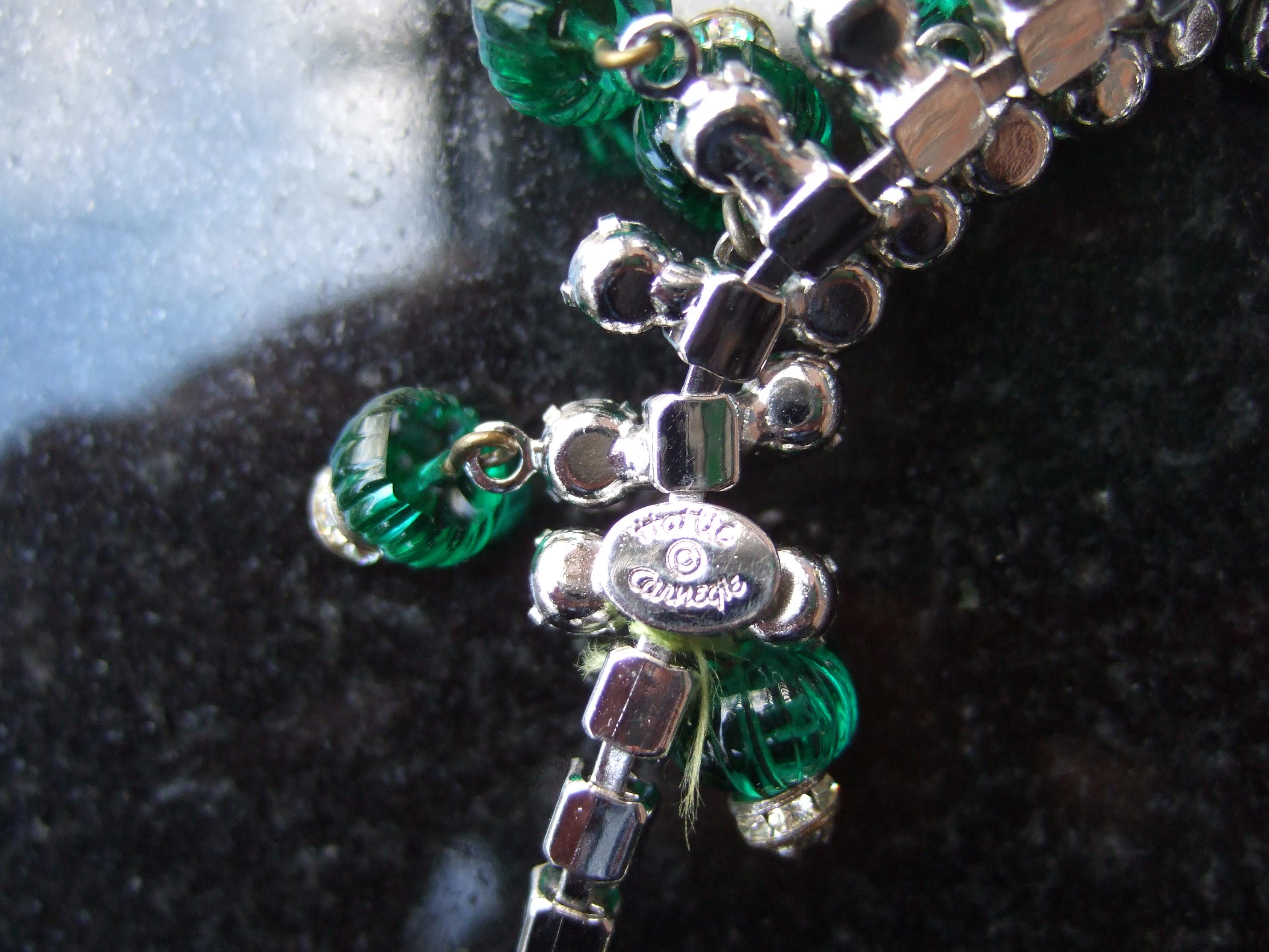 Hattie Carnegie Glass Rhinestone Choker Necklace & Earring Set c 1950s 10