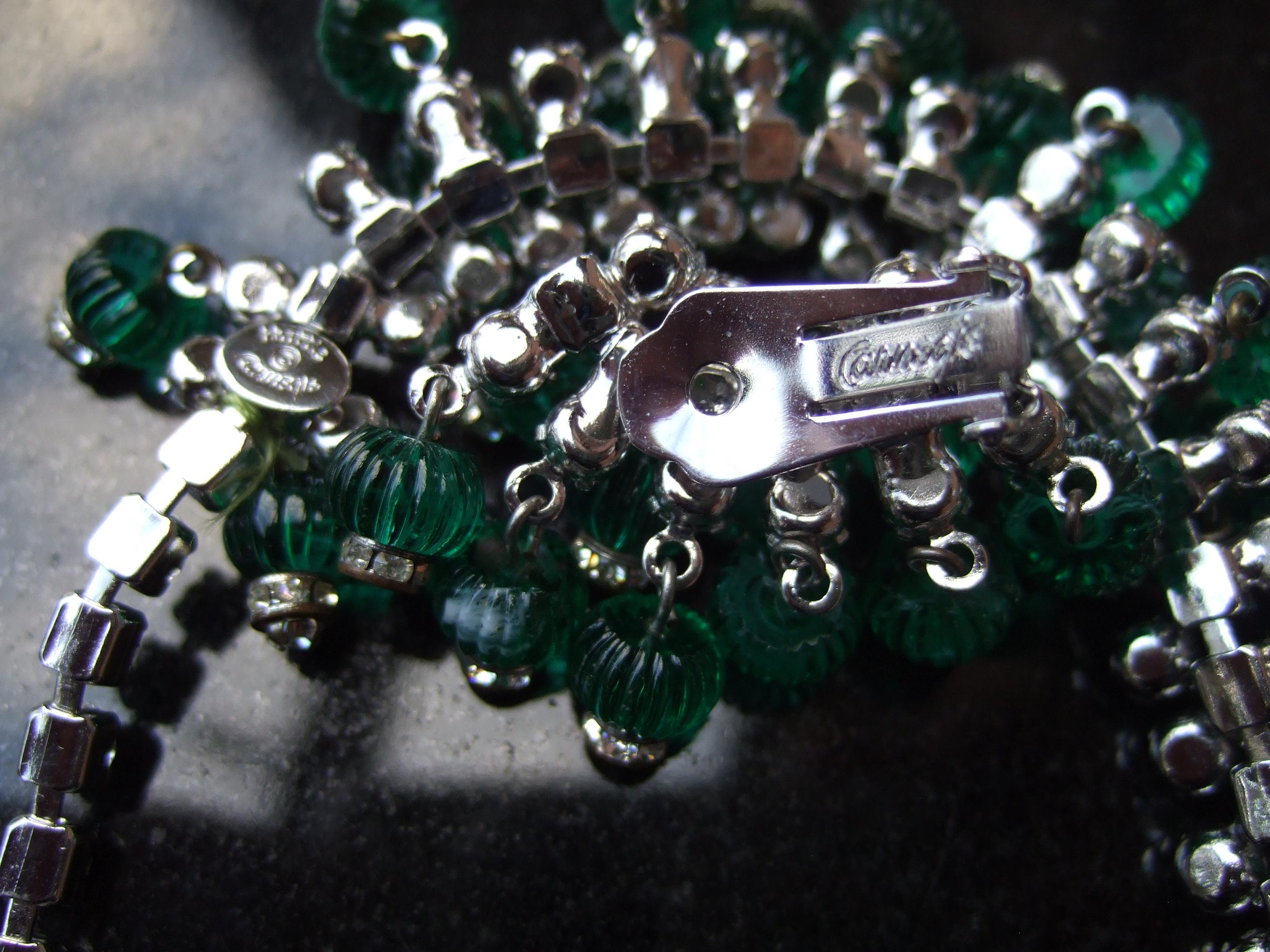 Hattie Carnegie Glass Rhinestone Choker Necklace & Earring Set c 1950s 11